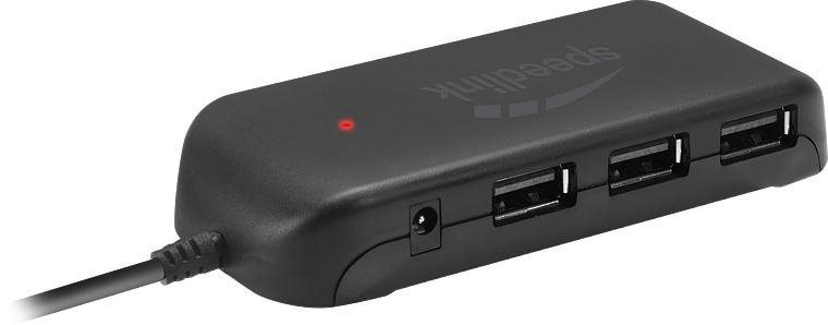 USB Hub Speedlink SNAPPY EVO USB-Hub Active - 7-Port - USB 2.0 - schwarz Seitlicher Anblick