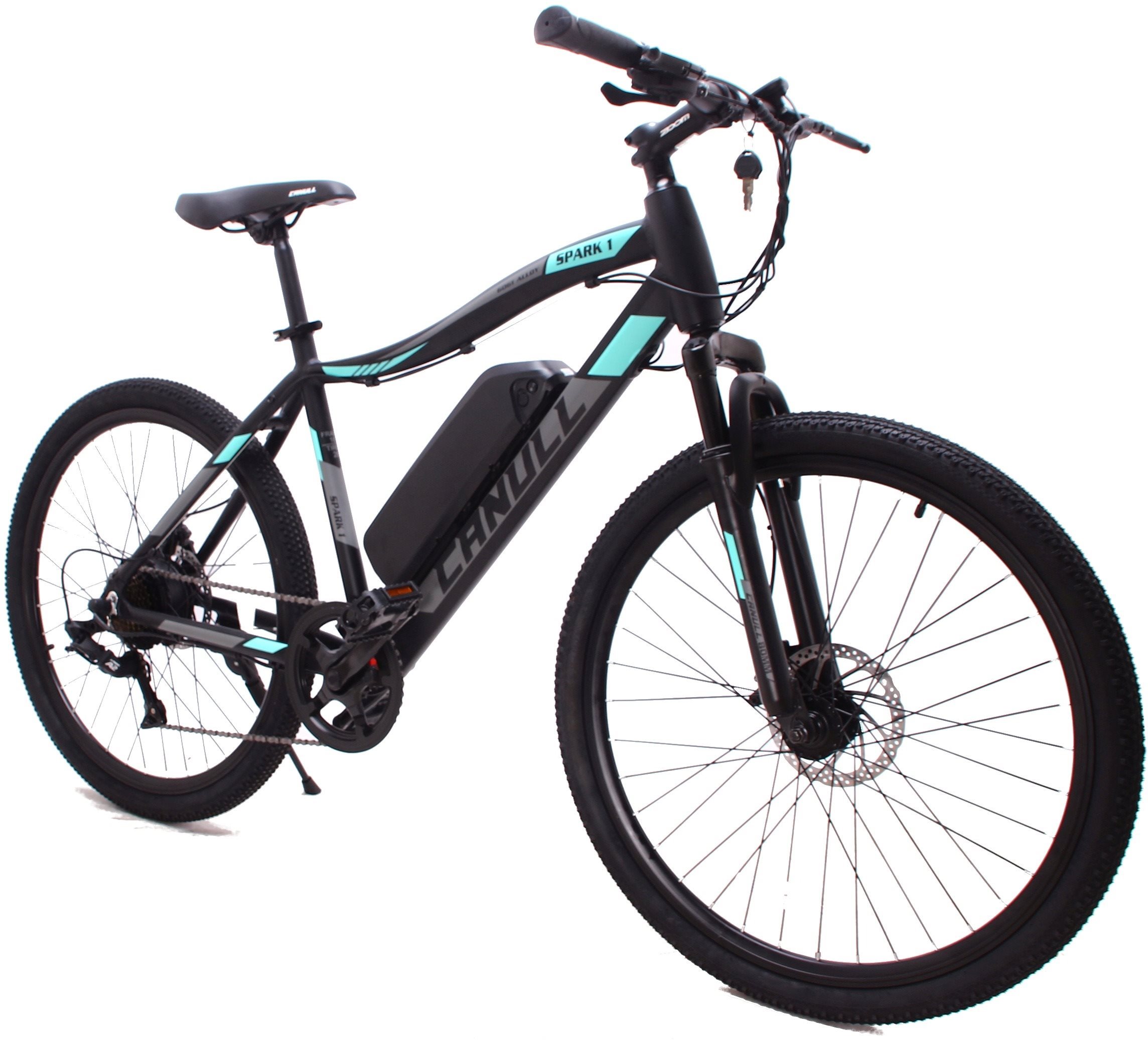 Elektromos kerékpár CANULL GT-26 MTBS M-es méret fekete/türkiz Lifestyle