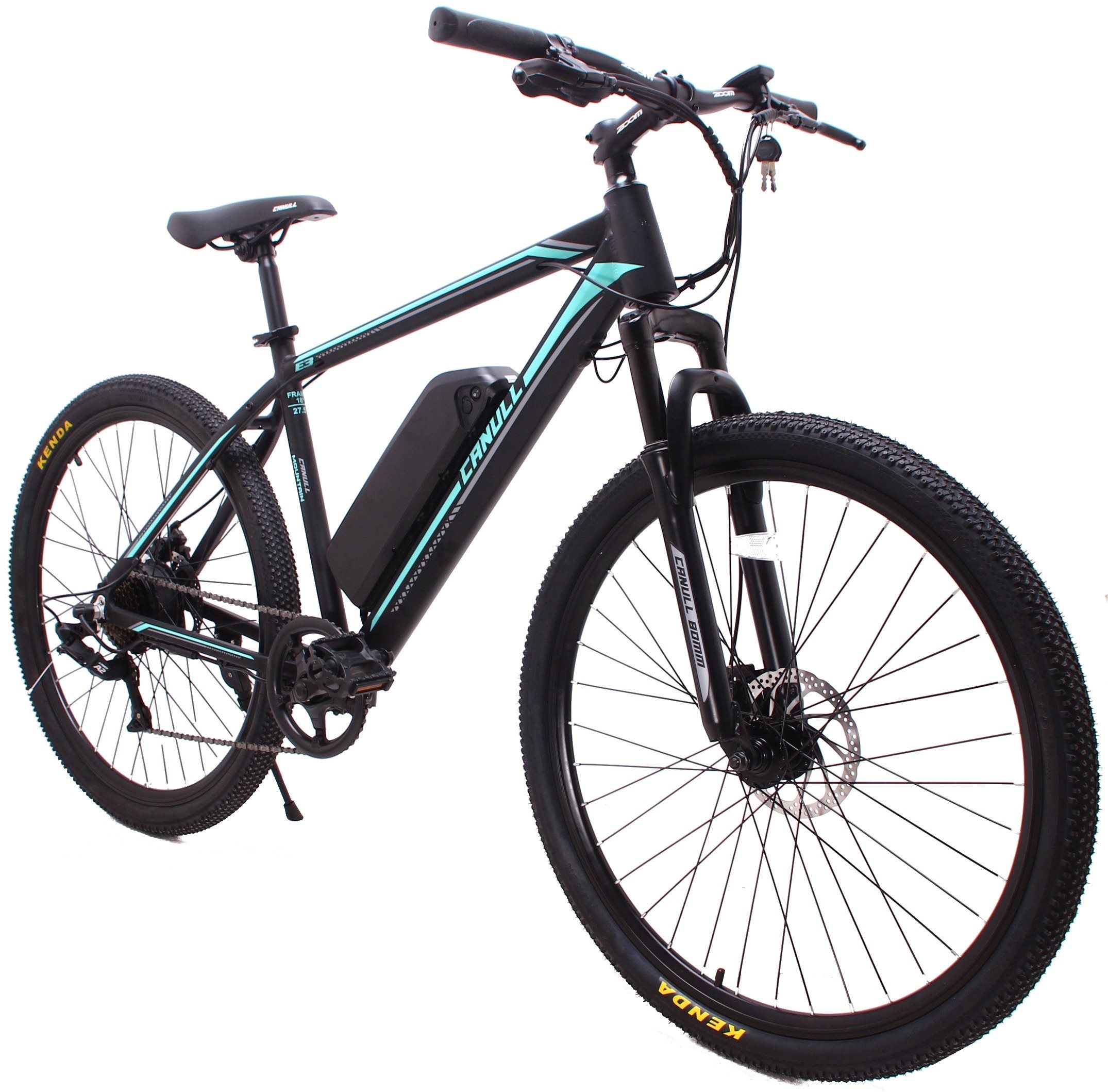 Elektromos kerékpár CANULL GT-27,5 MTBS M-es méret fekete/türkiz Lifestyle