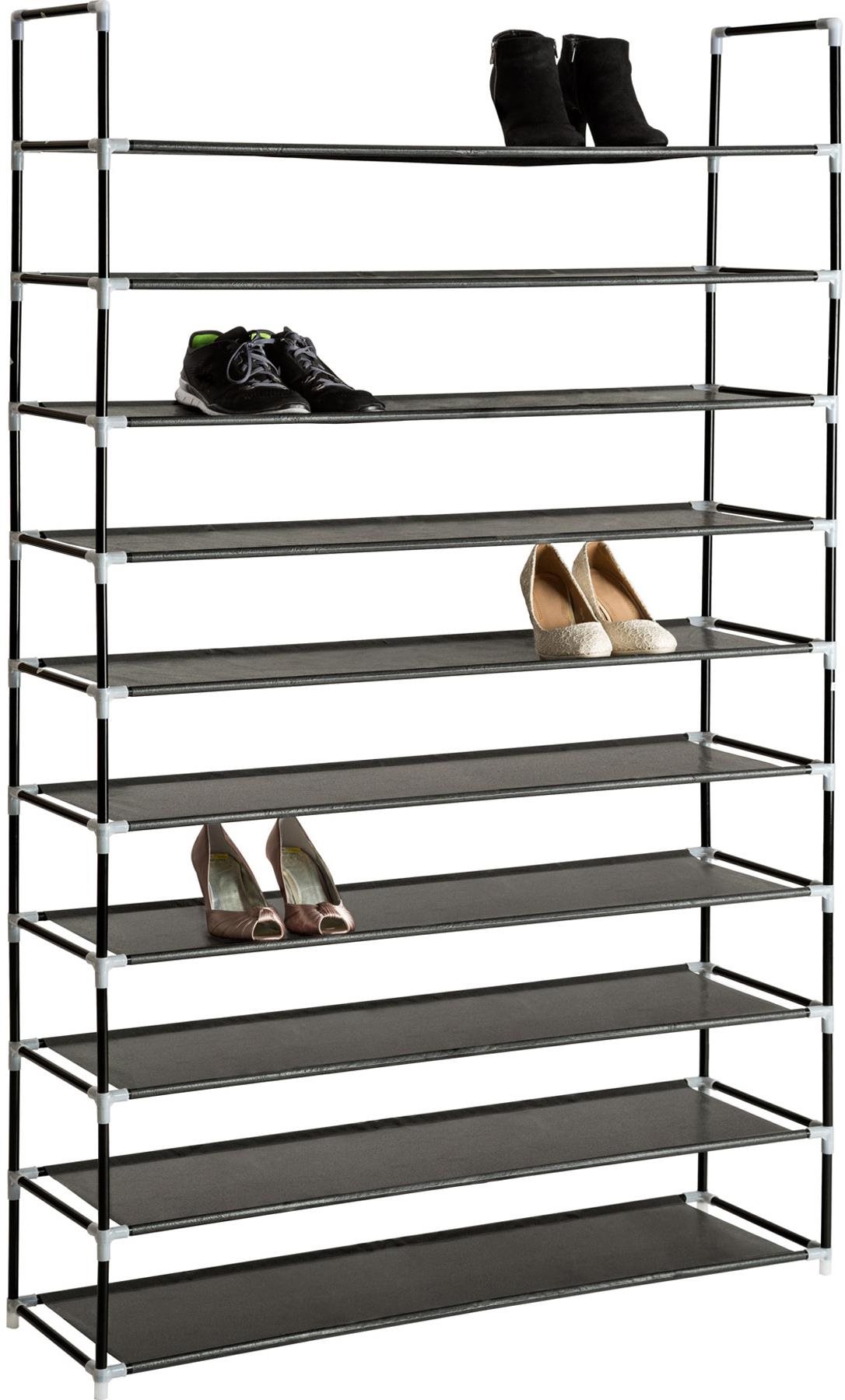 Botník Skrinka na topánky 10-poschodová oceľ 100 × 176 × 29,5 cm čierna ...