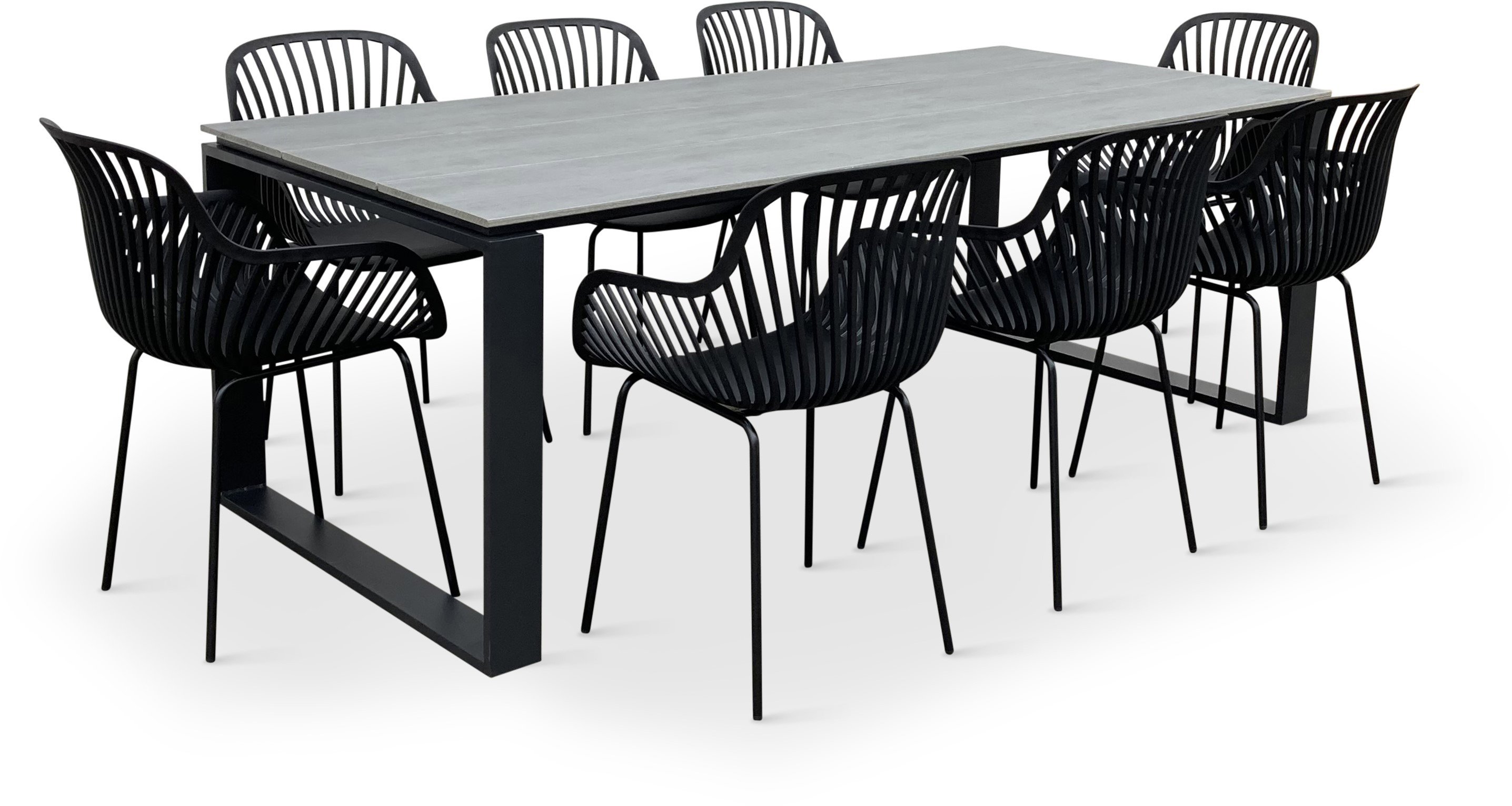 Garden Furniture NOELA Garden furniture set STRONG/GABY black 1 table + 8 armchairs ...