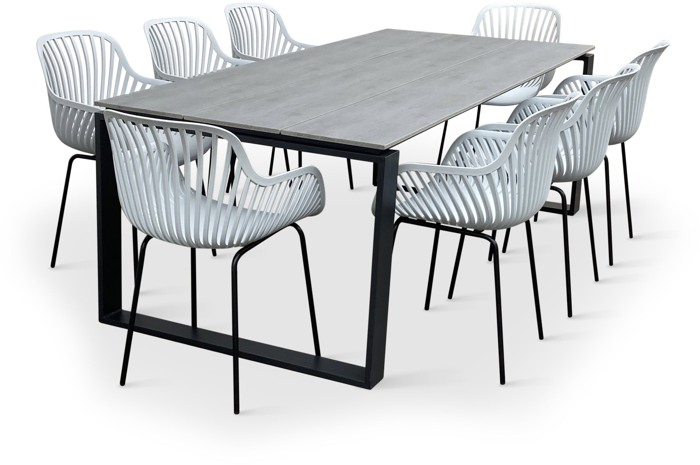 Garden Furniture NOELA Garden furniture set STRONG/GABY grey 1 table + 8 armchairs ...