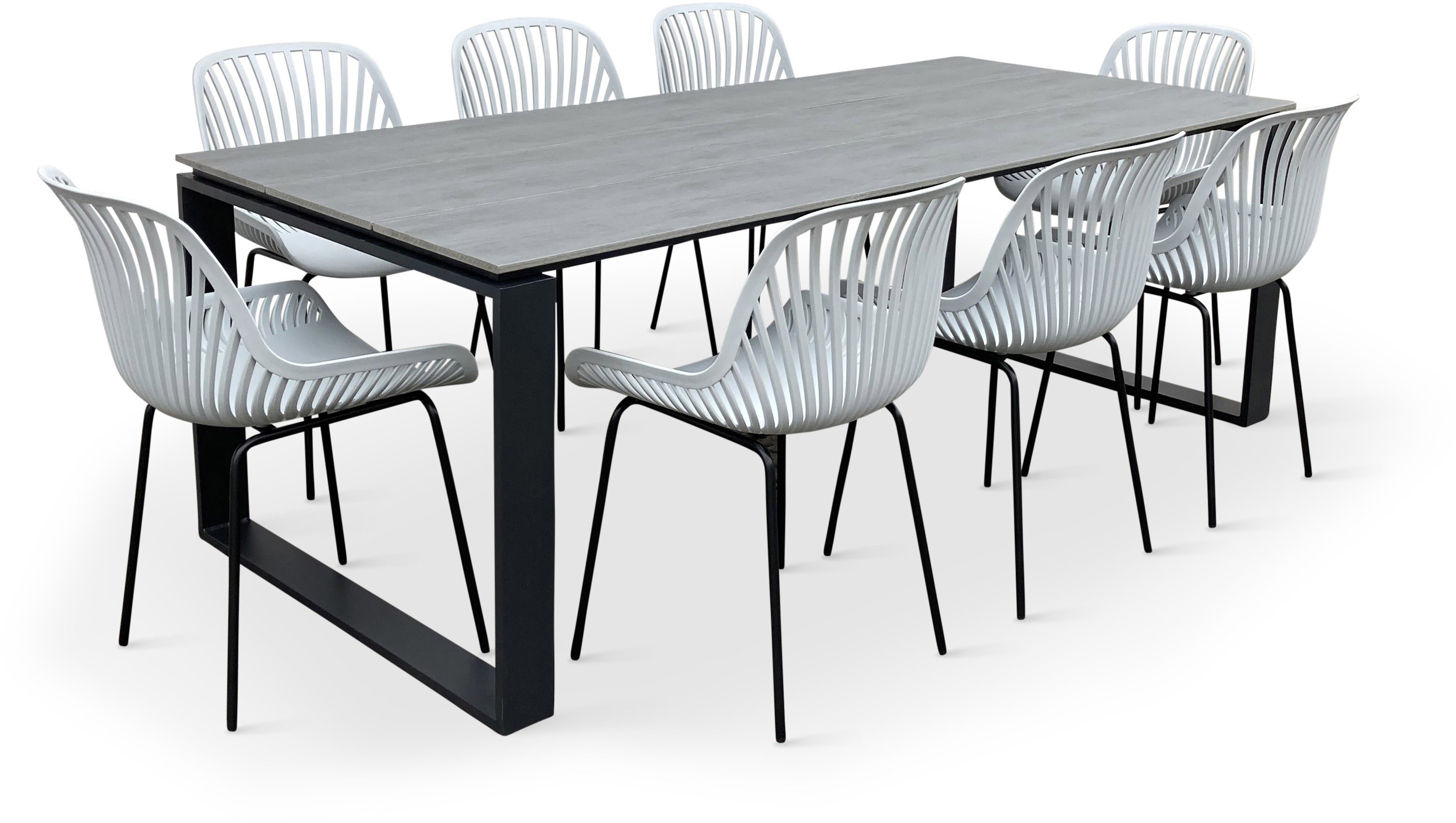 Garden Furniture NOELA Garden furniture set STRONG/GABY grey 1 table + 8 chairs ...