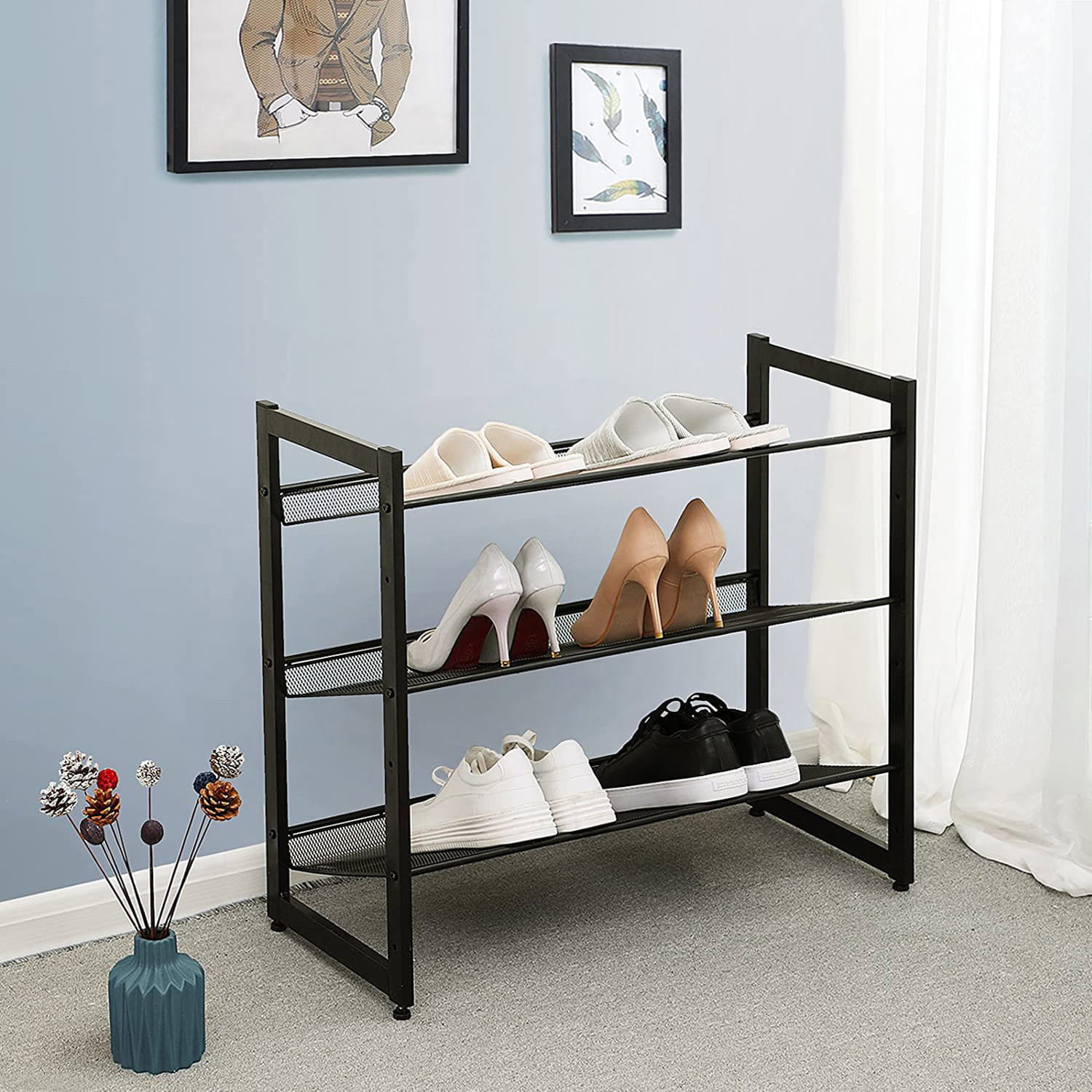 Shoe Rack TEXTILOMANIA Berto Shoe rack, metal, black ...