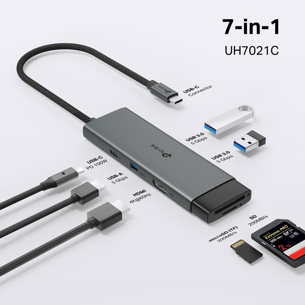 USB Hub TP-Link UH7021C, USB-C 7-in-1 Hub ...