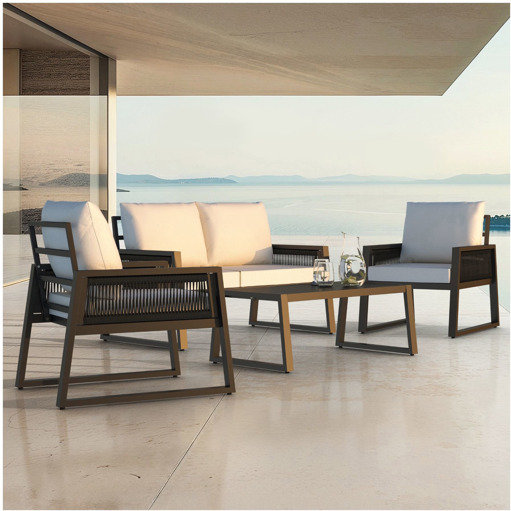 Garden furniture TecTake Captive - rope weave, aluminium frame .