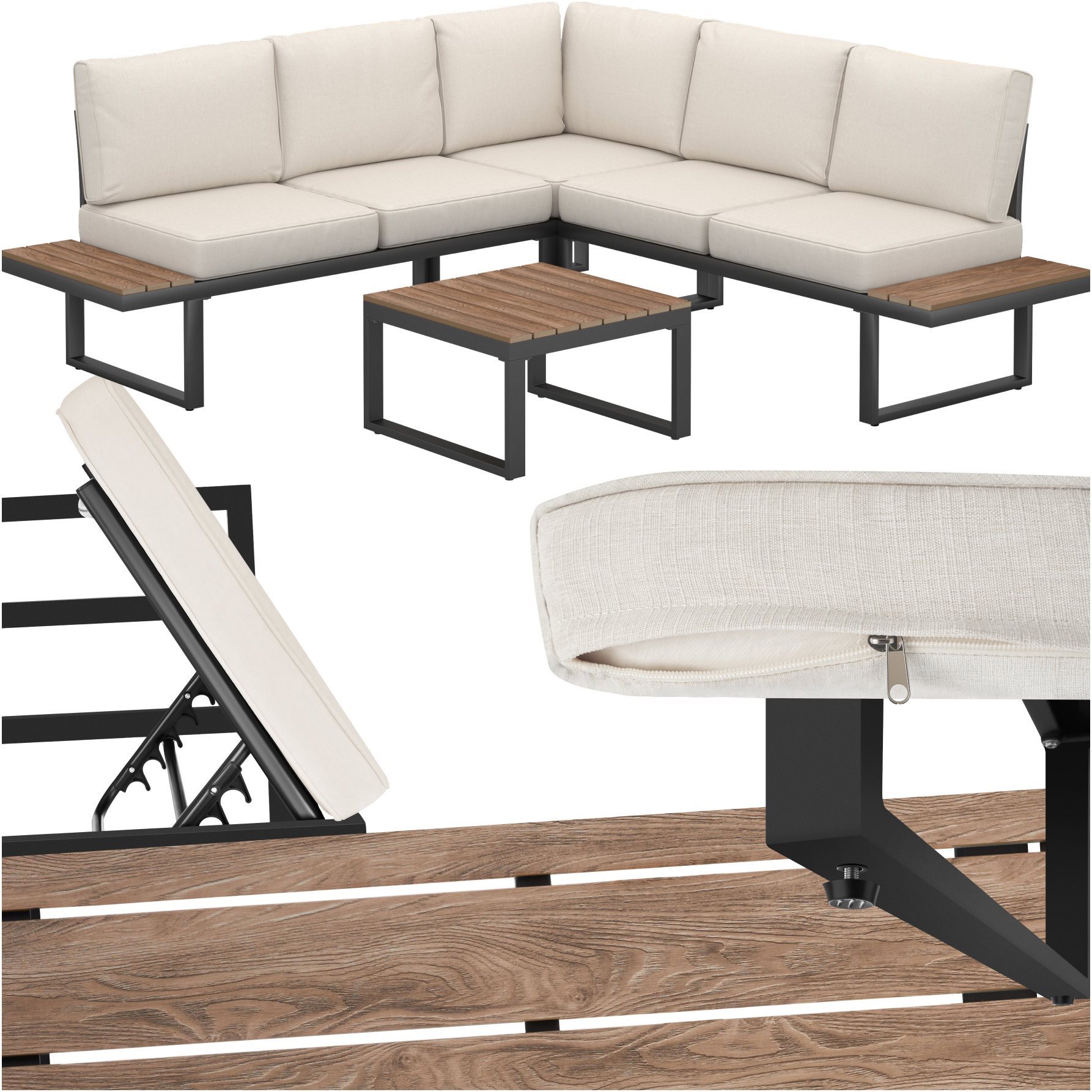 Garden furniture TecTake Eliar, 4-piece, with aluminium frame .