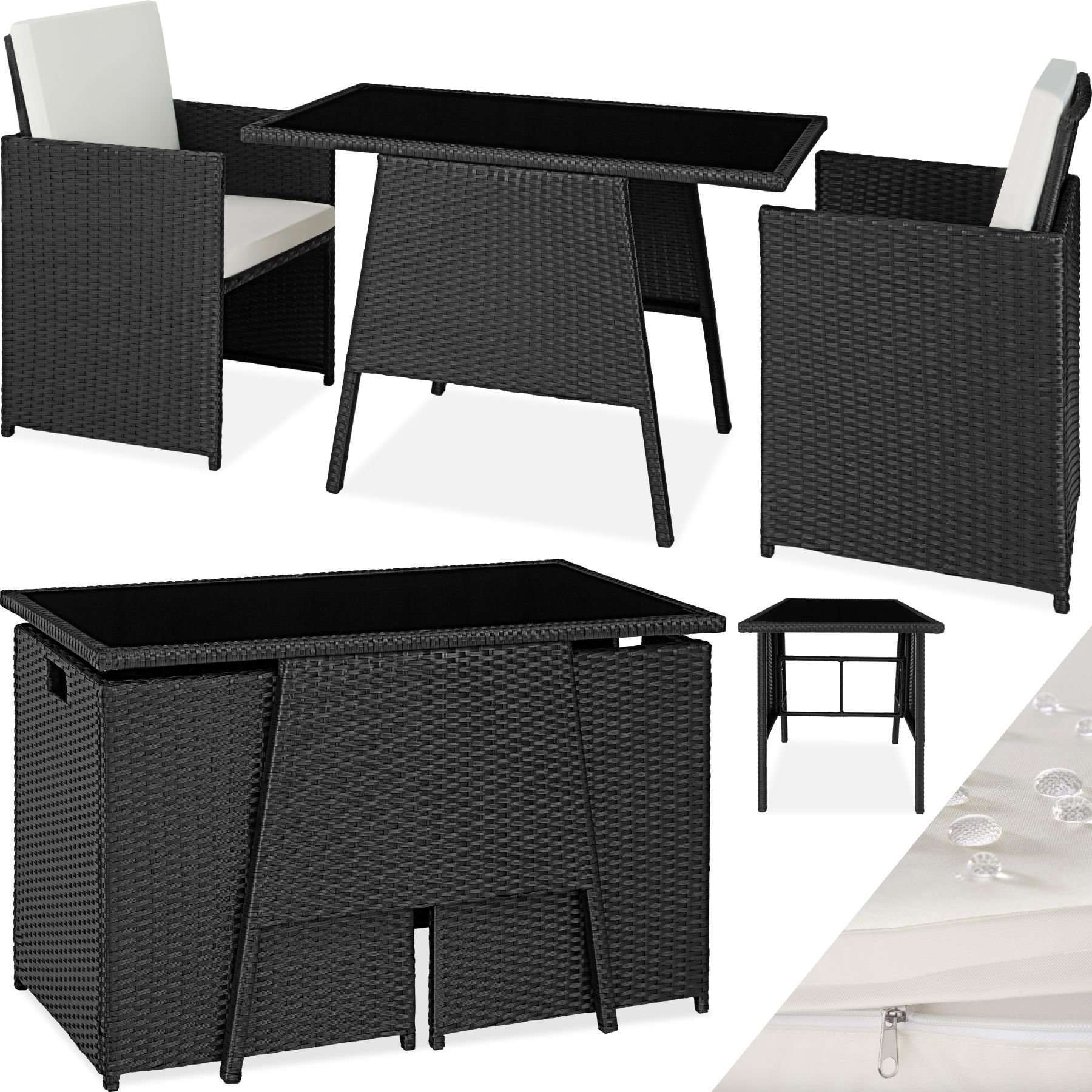 Garden furniture TecTake Lausanne - rattan, black .