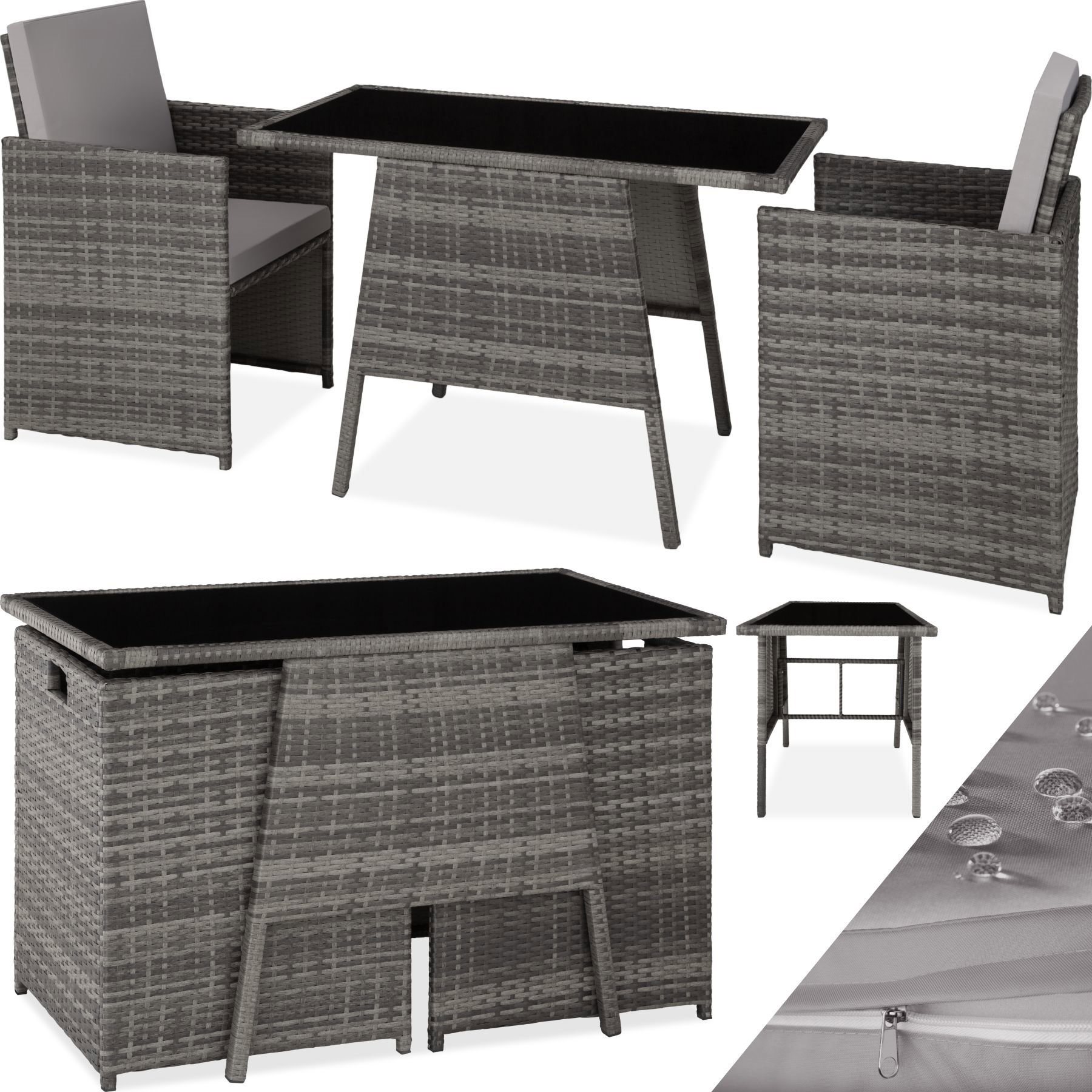 Garden furniture TecTake Lausanne - rattan, dark grey .