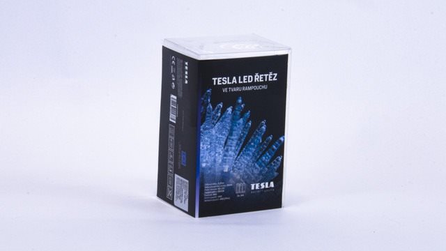 Fényfüzér Tesla - Karácsonyi Fényfüzér - jégcsap, 7cm, 50LED, 6500K, 5m + 30cm kábel, 3x AA elem, idő. IP44 ...