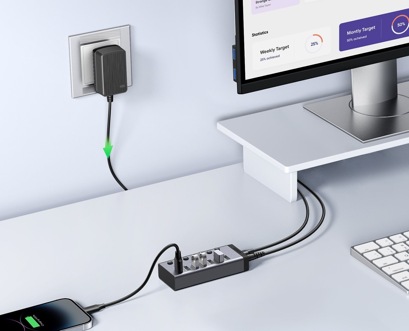 USB Hub UGREEN USB-C to 7-Port USB-A 3.0 Hub DC 12V EU ...