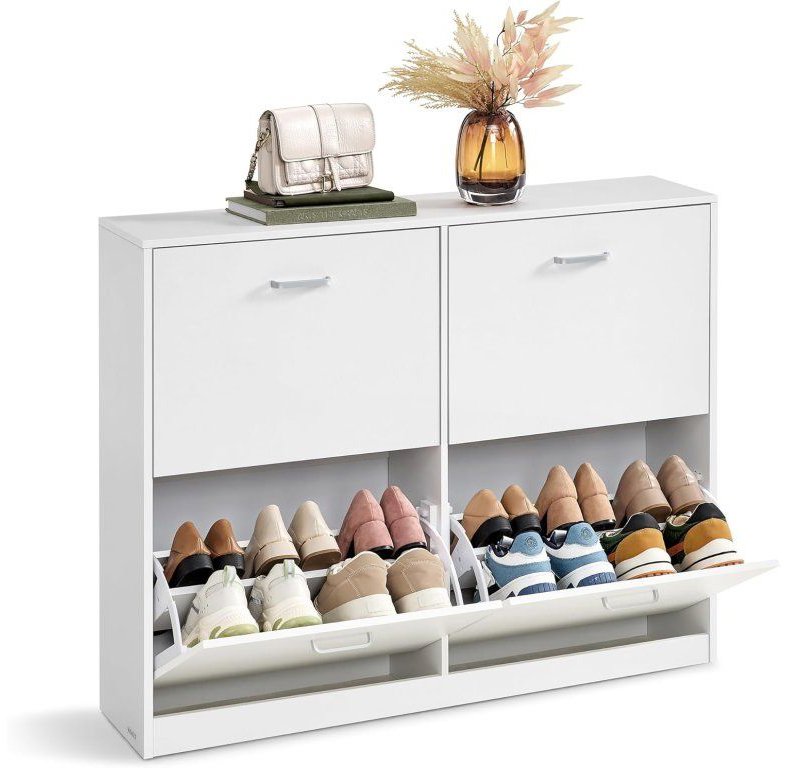 Shoe Rack Vasagle Tilt shoe rack with 4 compartments 106 × 83 × 24 cm, white ...