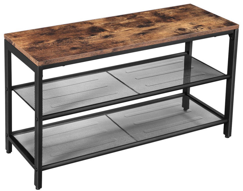 Shoe Rack Vasagle Industrial metal shoe rack, 2 shelves, 80 × 30 × 44,5 cm ...