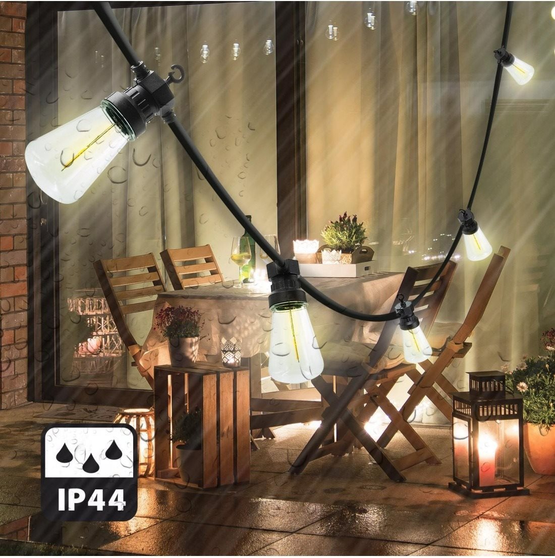 Lichterkette Außenlichterkette PS068 mit 20 Retro-Glühbirnen Lifestyle