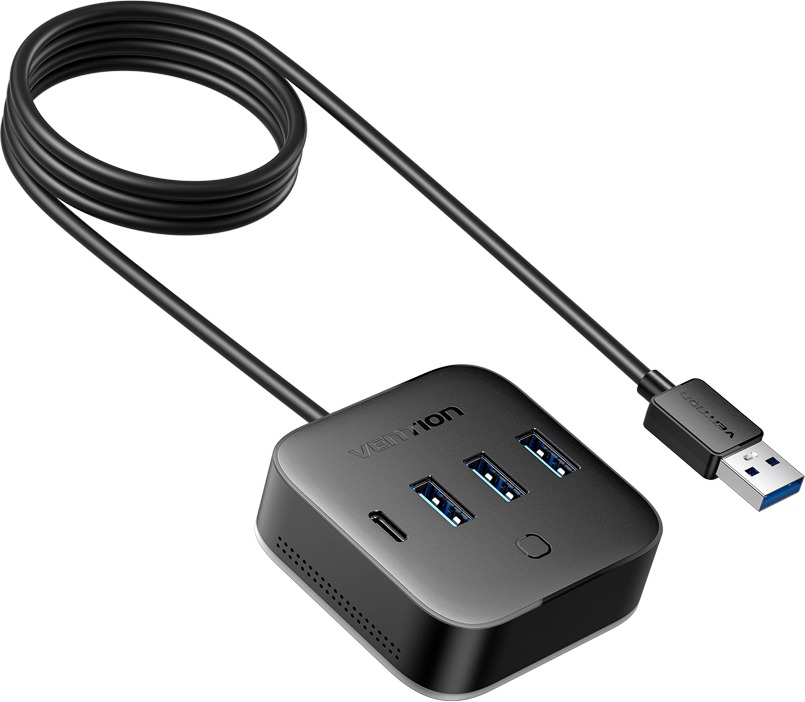 USB Hub Vention USB 3.0 to USB 3.2 Gen 1 Type-C/USB 3.0*3/USB-C Desk Hub 0.5M Black ...