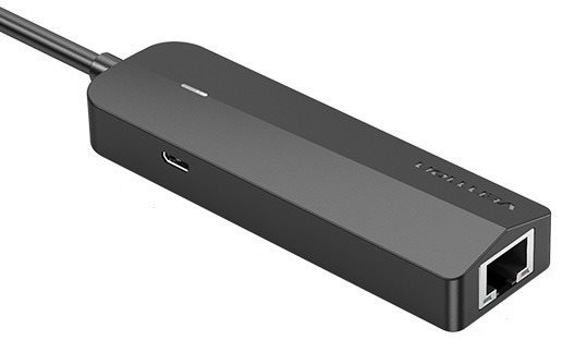 Dokkoló állomás Vention Type-C (USB-C) to 3× USB 2.0 / RJ45 / Micro-B HUB 0.15M Black ABS Type Oldalnézet