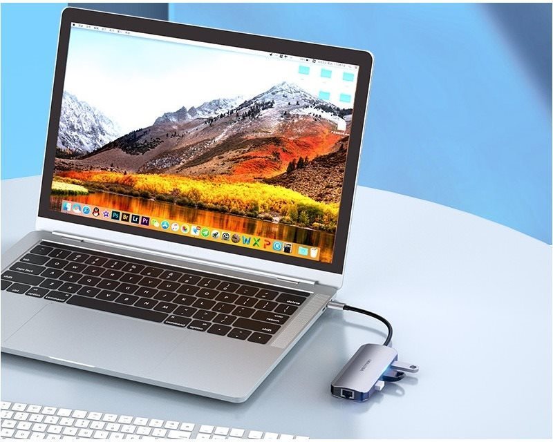Docking Station Vention USB-C to HDMI / USB 3.0 x 3 / RJ45 / PD Docking Station 0.15M Grey Aluminium Lifestyle