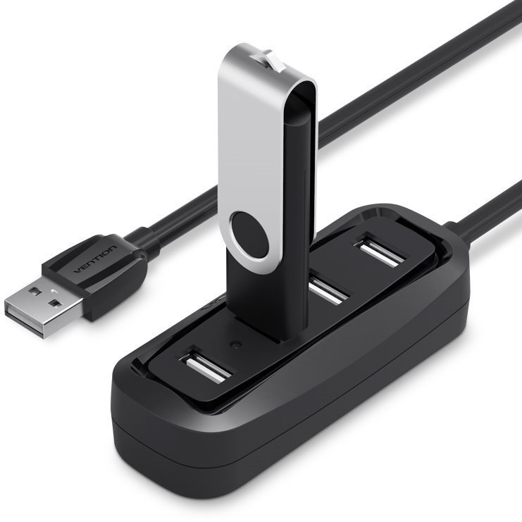 USB Hub Vention USB HUB 2.0 4-Ports, 0.15m, Black Lateral view