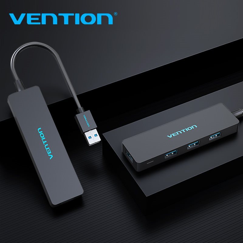 USB Hub Vention USB HUB 3.0 4-ports 0.15m Black Lateral view