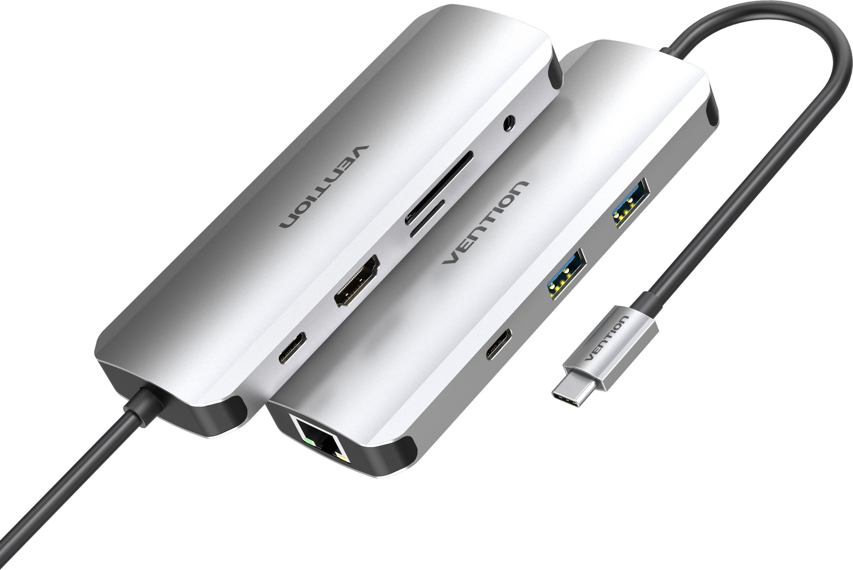Docking Station Vention 9-in-1 Type C Dock, 100W PD Lateral view