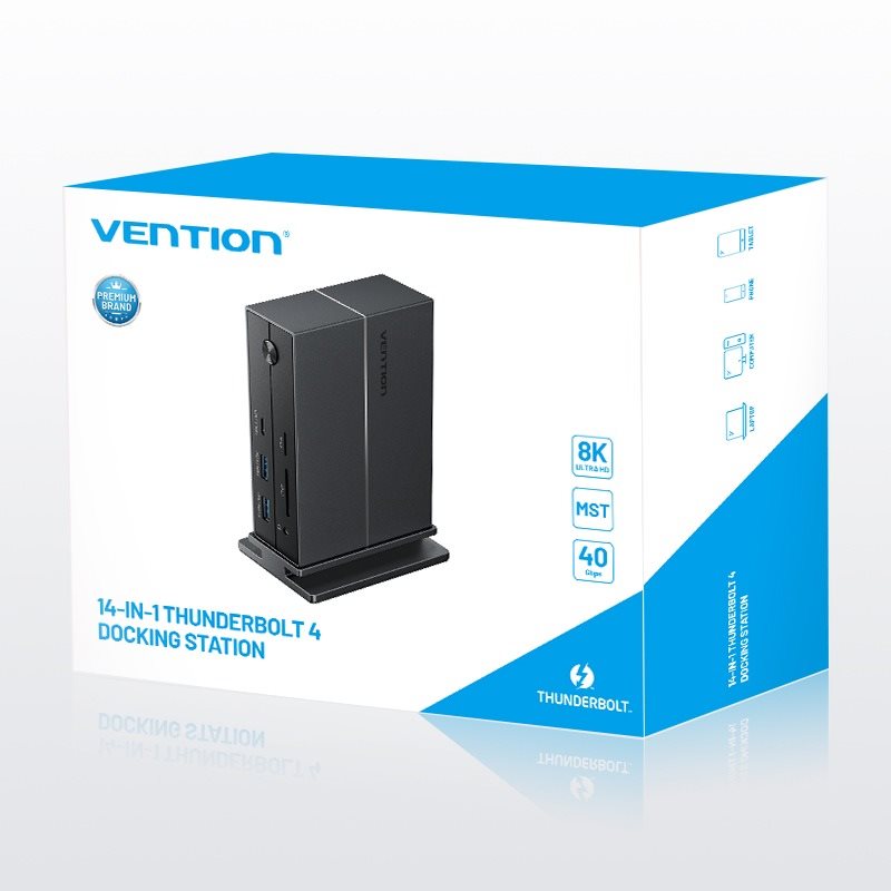 Docking Station Vention 14-in-1 Thunderbolt 4 Docking Station 8K 40Gbps Gray Aluminum Alloy Type ...