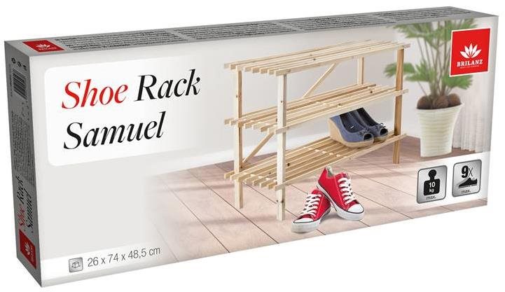 Shoe Rack Wooden Shoe Rack SAMUEL 74 x 48.5 x 26cm, 3 Shelves ...