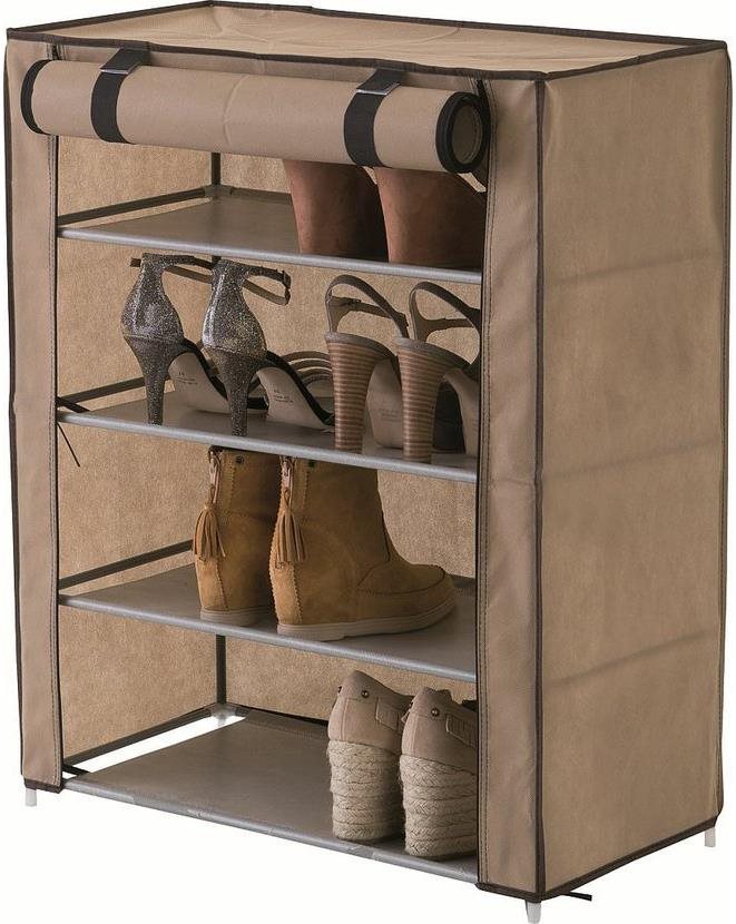 Shoe Rack Compactor Oxford Textile shoe rack, 4 tiers, 59 × 29 × 72 cm beige ...