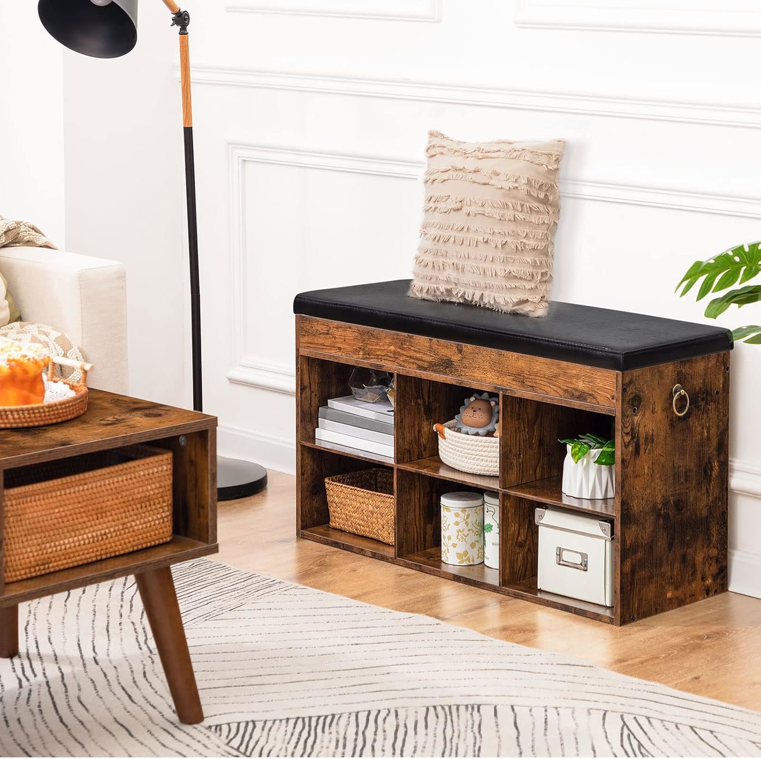 Shoe Rack Vasagle Shoe rack with bench and storage Carmio 80 cm, black-brown ...