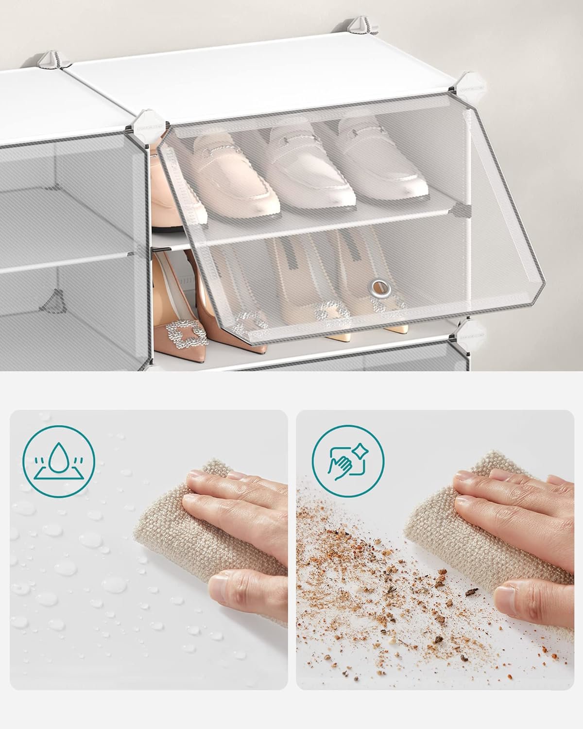 Shoe Rack Songmics Lux modular shoe rack with 10 doors, clear/white ...