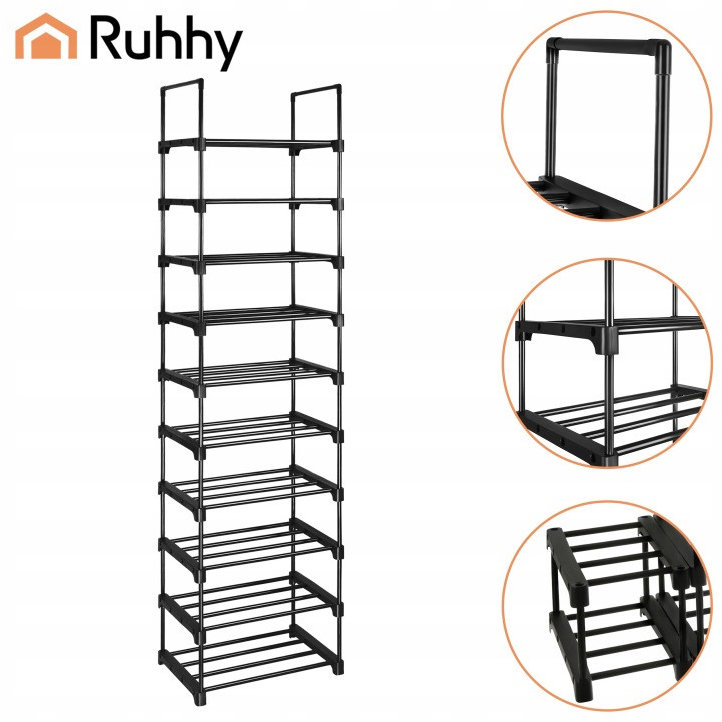 Shoe Rack Ruhhy 27392 Shoe rack 10 shelves, for 20 pairs of shoes, black ...