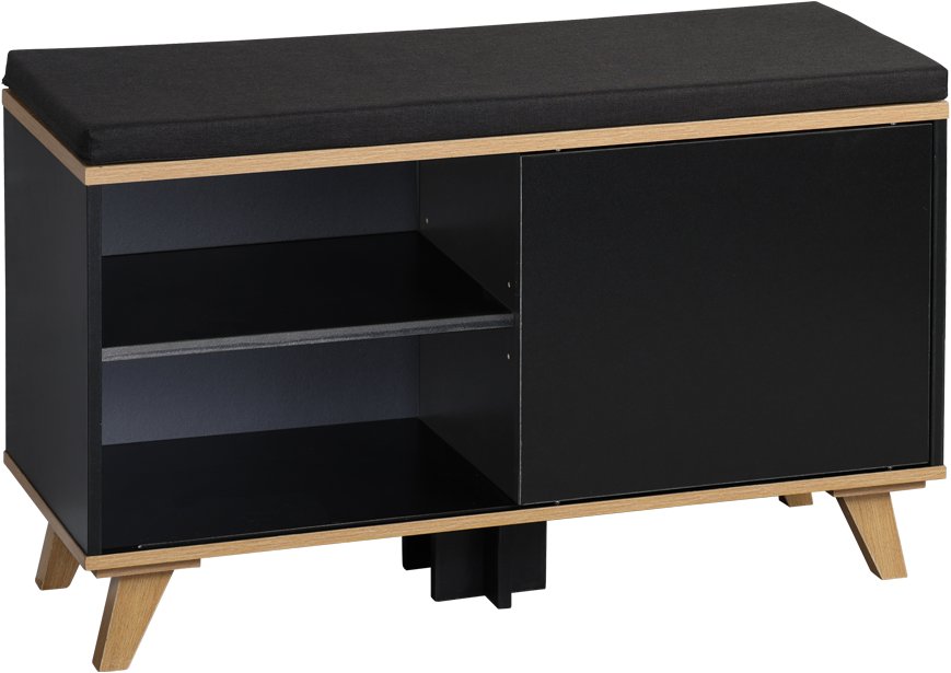 Shoe Rack KESPER Modern shoe rack with seat, black 77 × 30 × 48 cm ...