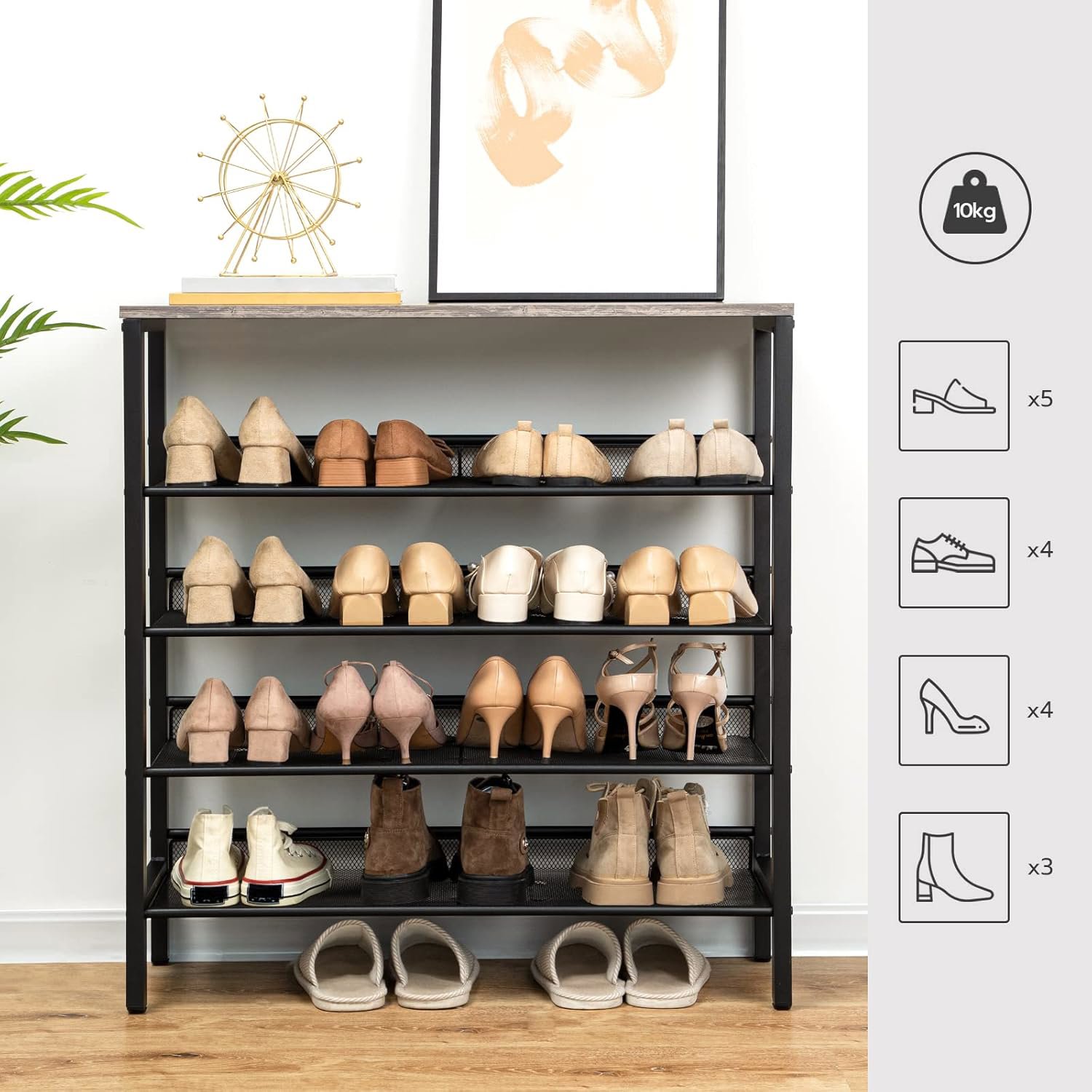 Shoe Rack Songmics and Vasagle Ormio 85 cm, black and grey ...