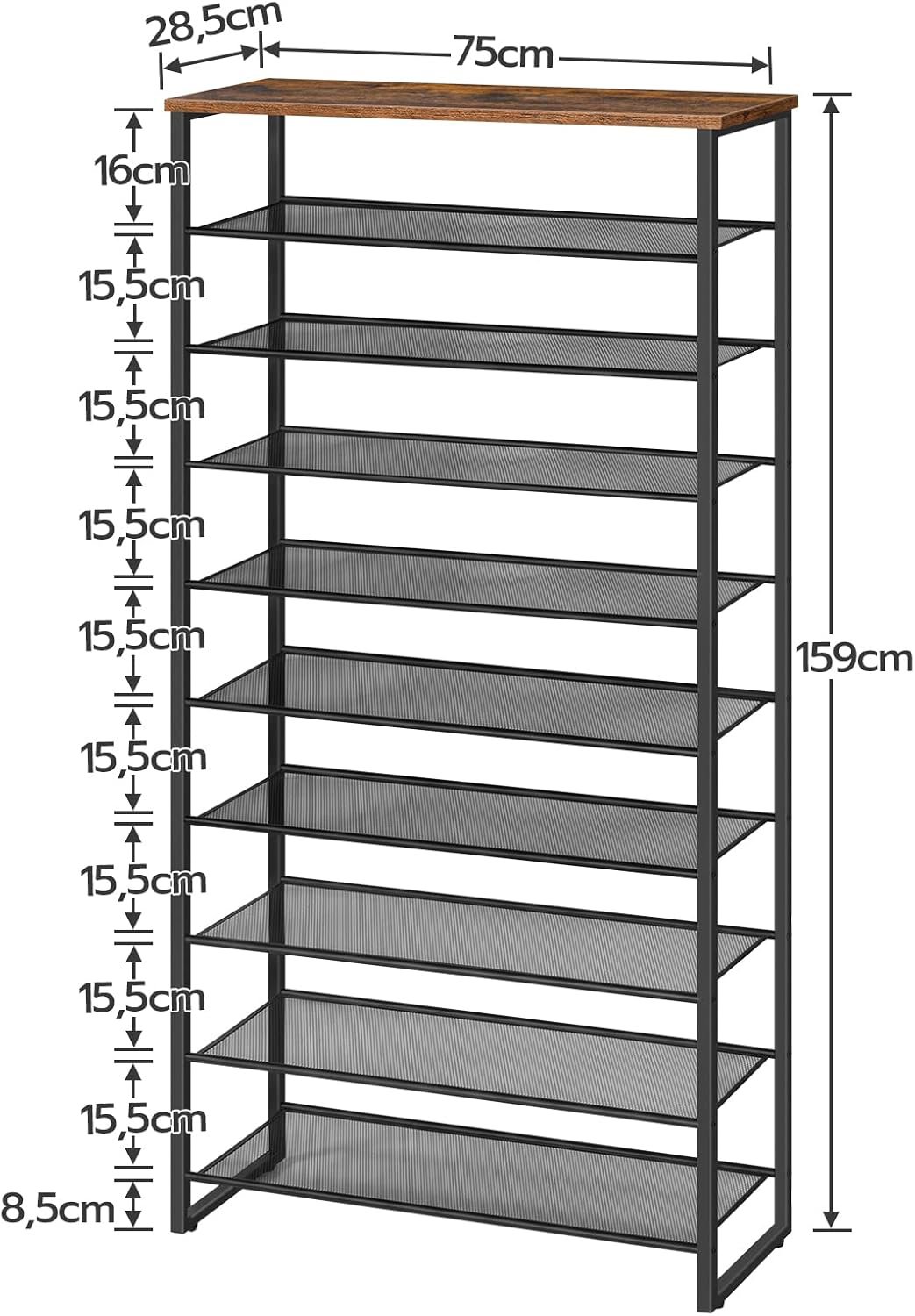 Shoe Rack Vasagle Mug Shoe Cabinet 159cm, Black and Brown ...