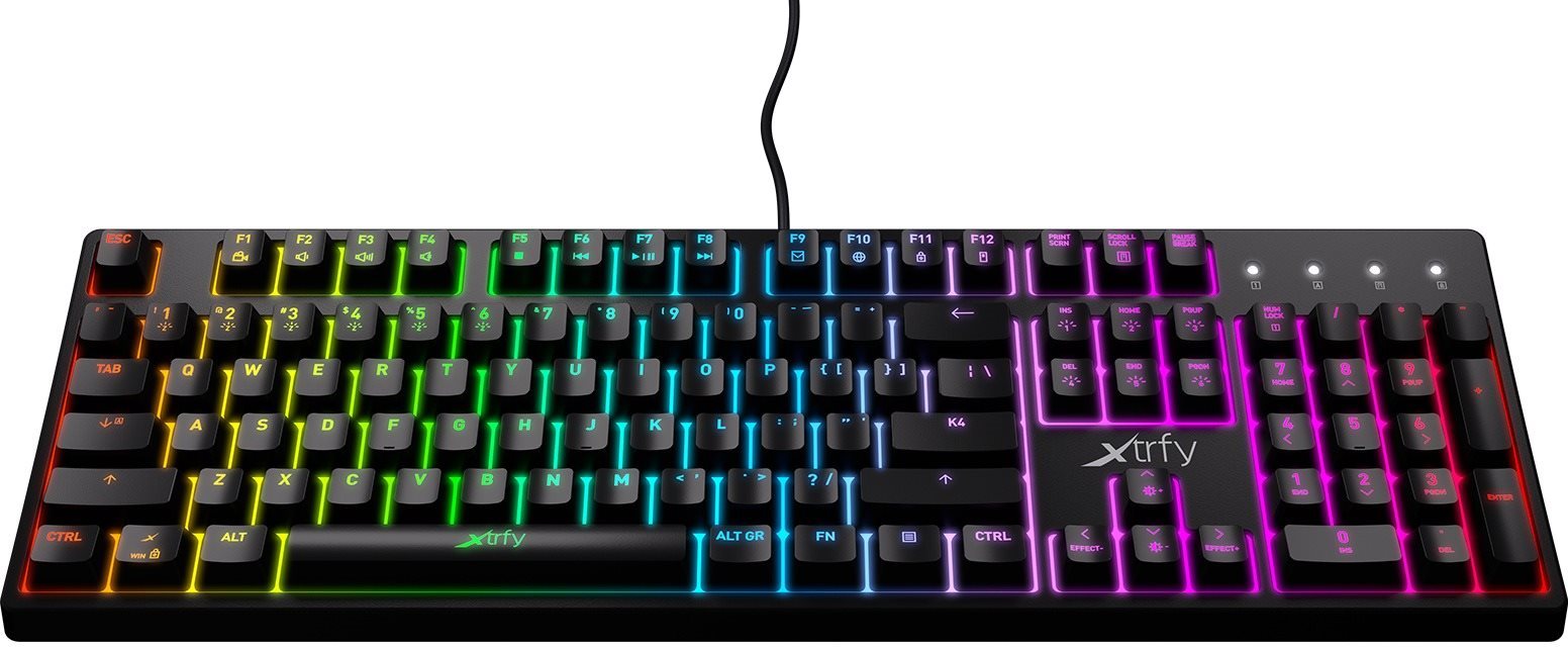 Gaming Keyboard XTRFY K4 RGB, Kailh Red, Black (US) Screen