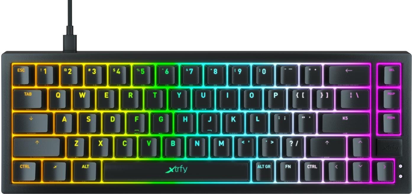 Herná klávesnica XTRFY K5 RGB, Compact 65 %, Čierna – US Screen