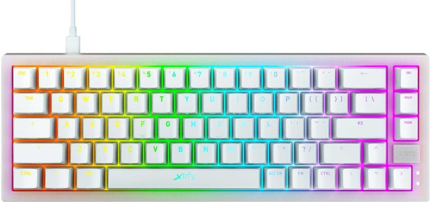 Herná klávesnica XTRFY K5 RGB, Compact 65 %, Bieola – US Screen