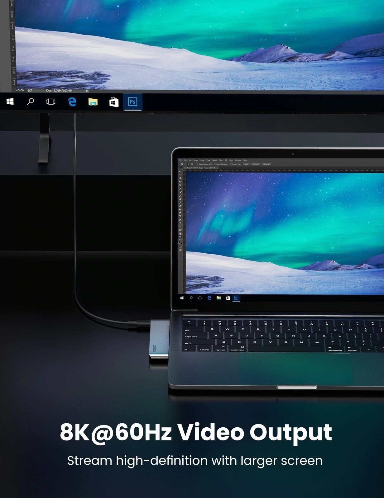 Docking Station UGREEN 6in2 USB-C Hub for MacBook Pro/Air Features/technology