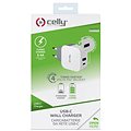CELLY s konektorem USB a USB-C bílá - Nabíječka do sítě