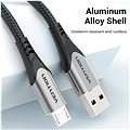 Vention Luxury USB 2.0 -> microUSB Cable 3A Gray 3m Aluminum Alloy Type - Datový kabel
