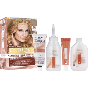 Hair Colour L'ORÉAL PARIS Excellence Universal Nudes 8U Light Blonde Package Contents