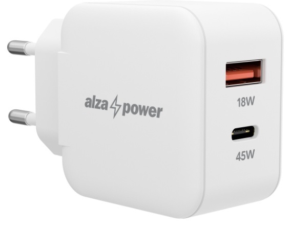 Nabíjačka do siete AlzaPower A145 Fast Charge 45 W biela