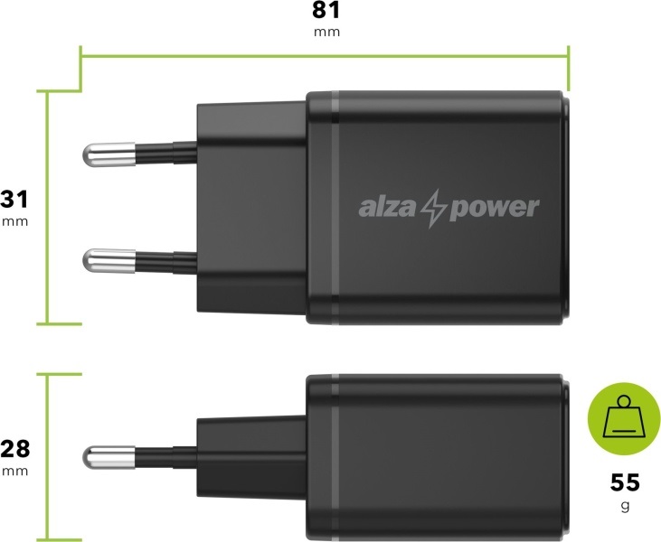 AlzaPower A101 Fast Charge 20W schwarzes Netzladegerät