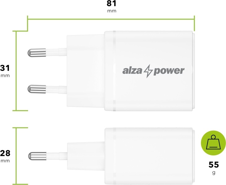 Nabíjačka do siete AlzaPower A101 Fast Charge 20 W biela