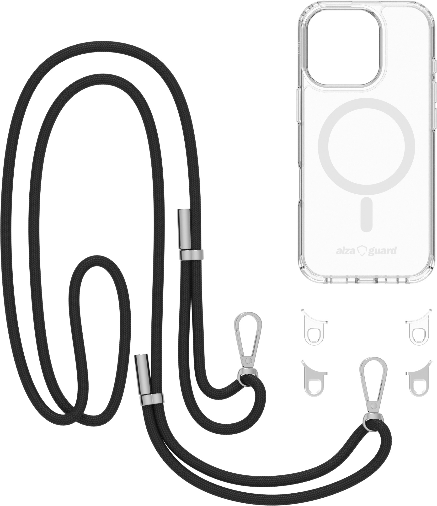 AlzaGuard Luxe Detach Lanyard Case Kompatibel mit MagSafe für iPhone 16 Pro schwarz