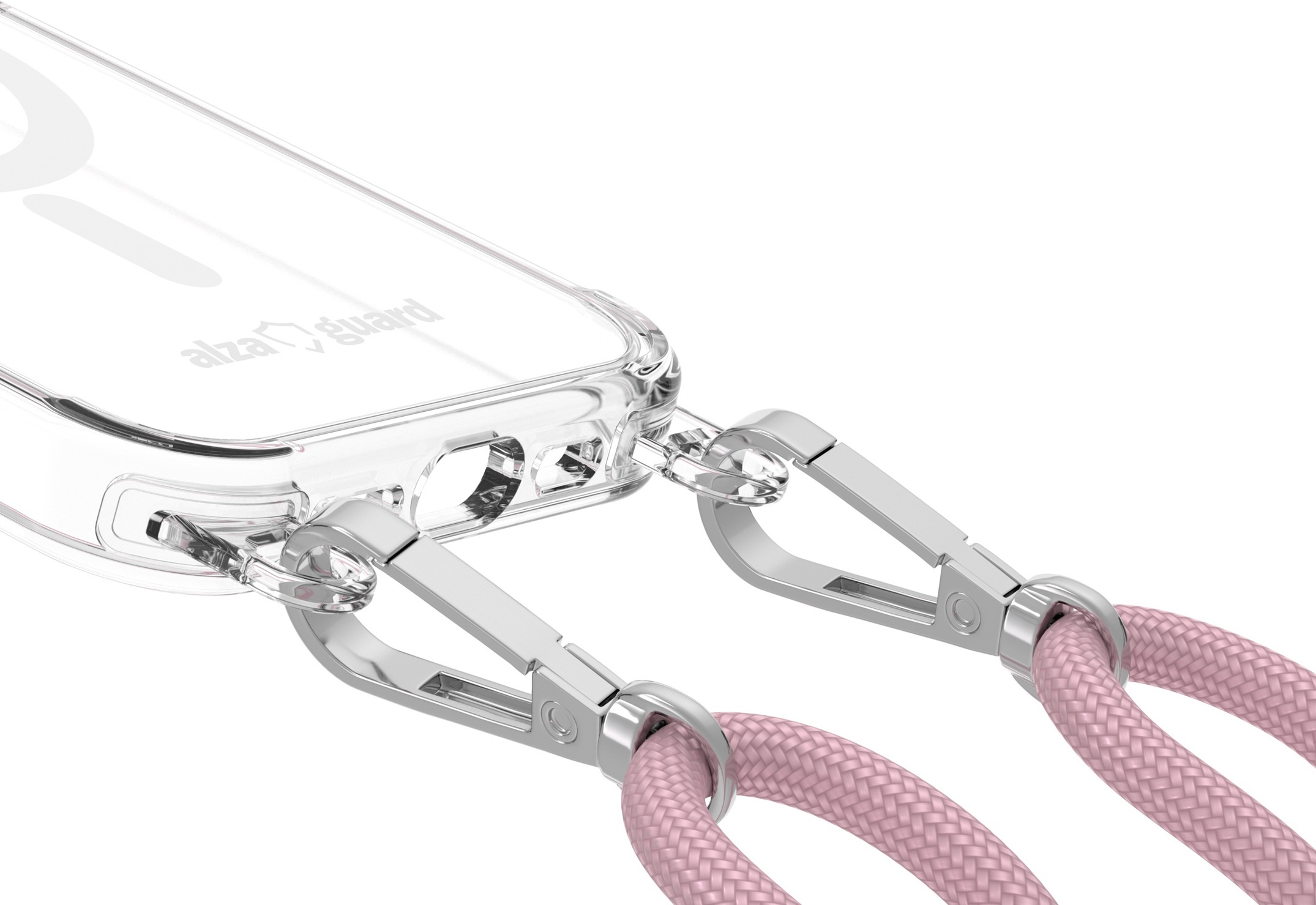 AlzaGuard Luxe Detach Lanyard Case Compatible with MagSafe for iPhone 16 Pro rózsaszín tok