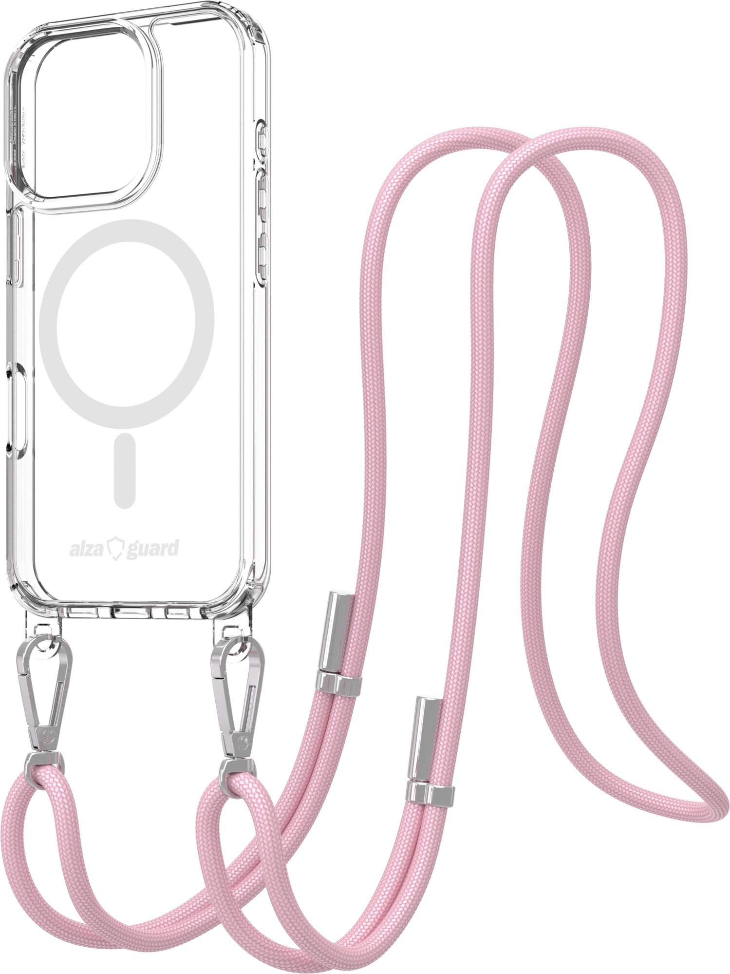AlzaGuard Luxe Detach Lanyard Case Compatible with MagSafe for iPhone 16 Pro rózsaszín tok