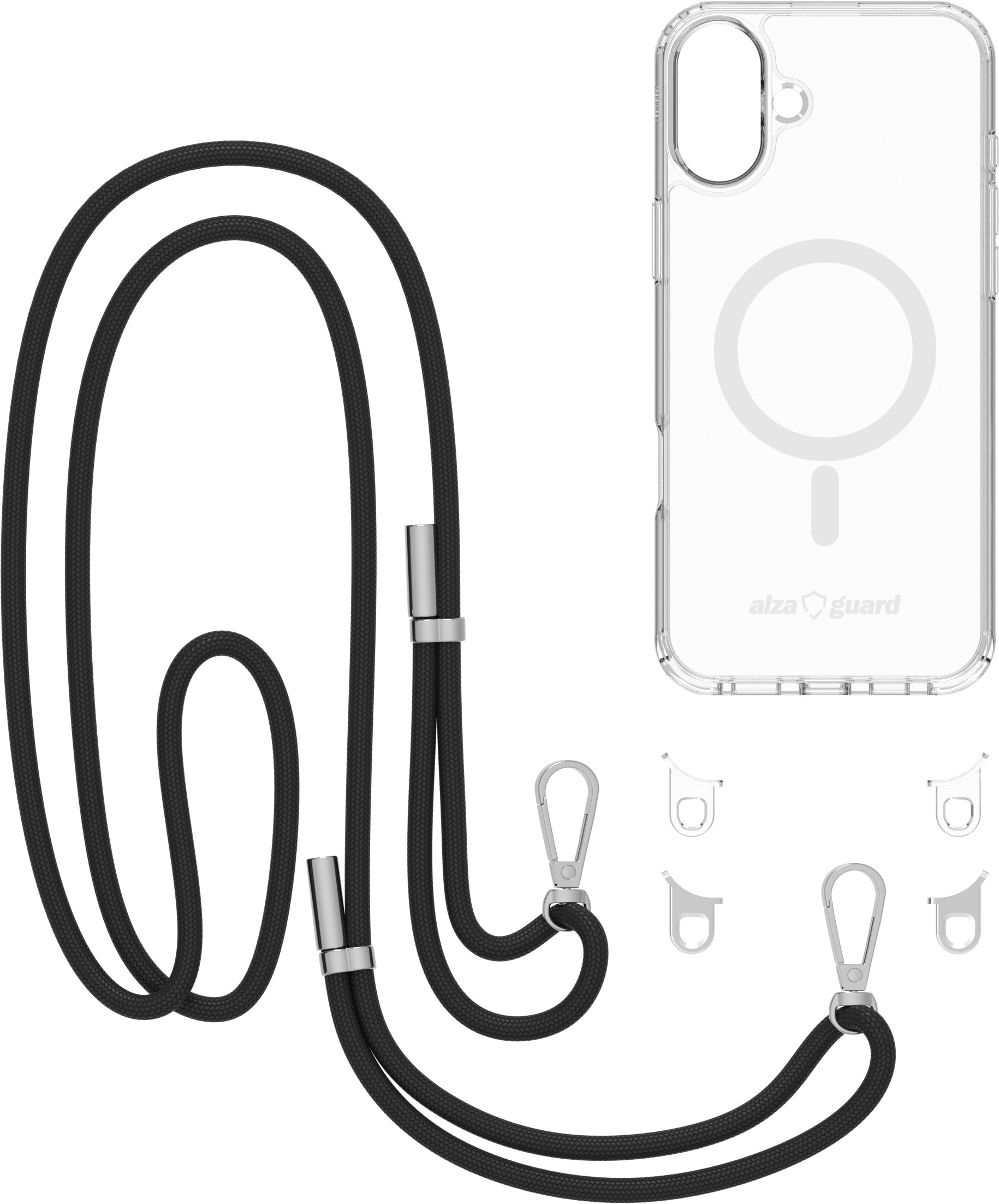 AlzaGuard Luxe Detach Lanyard Case Kompatibel mit MagSafe für iPhone 16 Plus schwarz
