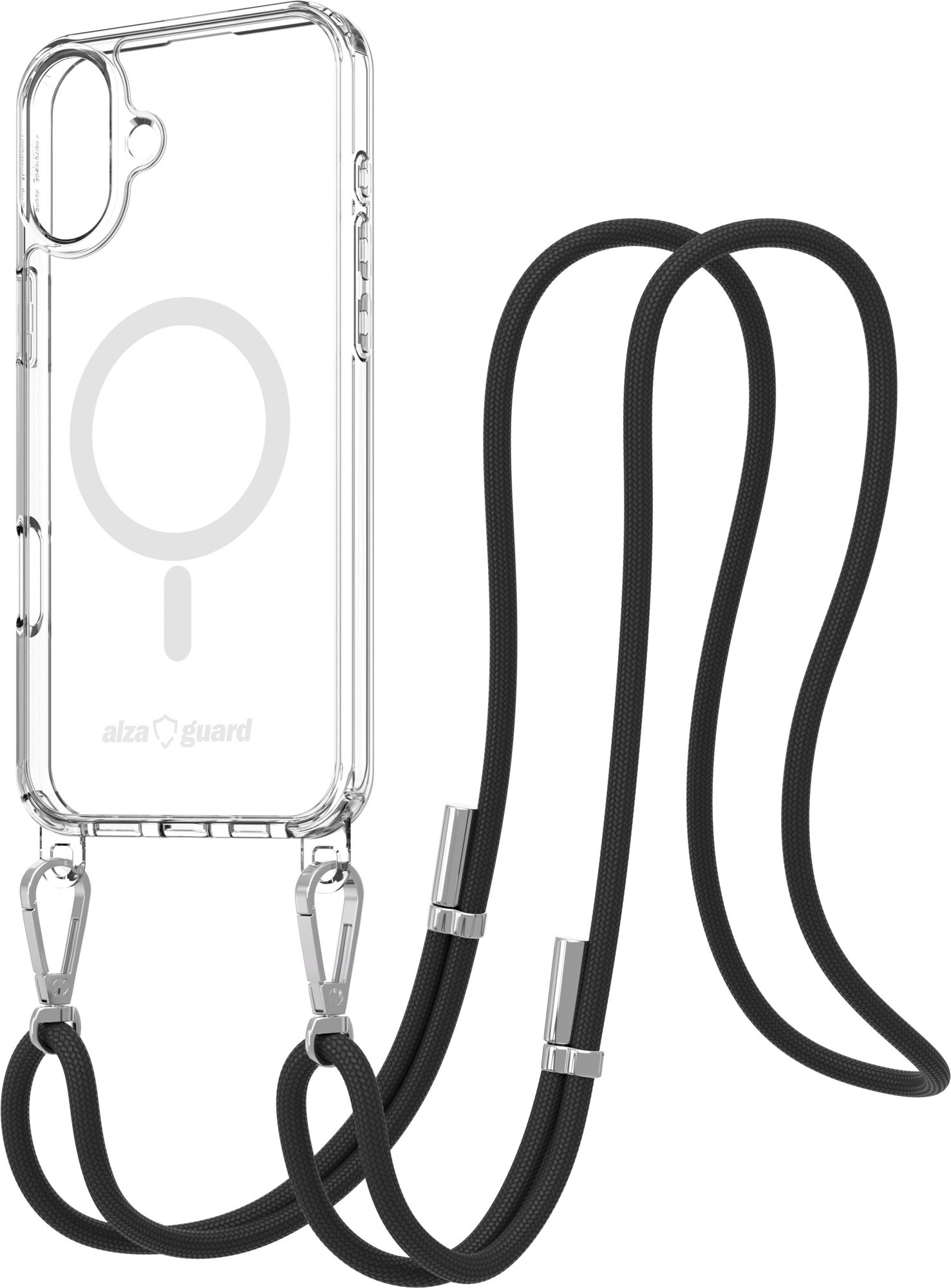 AlzaGuard Luxe Detach Lanyard Case Kompatibel mit MagSafe für iPhone 16 Plus schwarz