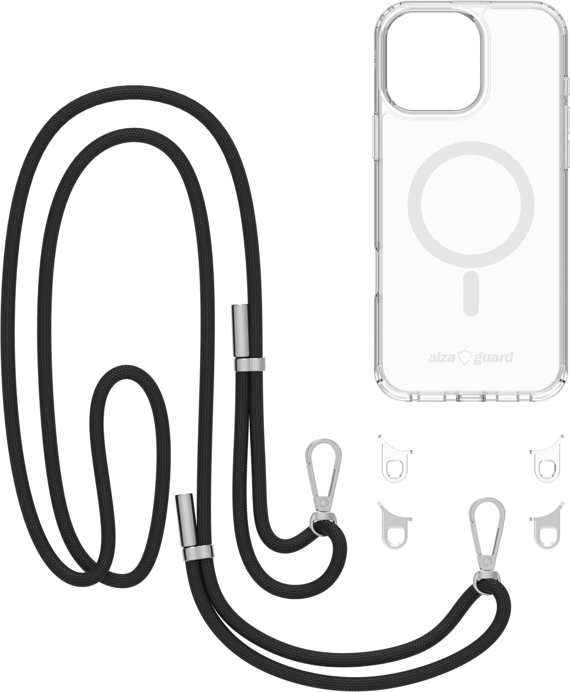 AlzaGuard Luxe Detach Lanyard Case Kompatibel mit MagSafe für iPhone 16 Pro Max schwarz