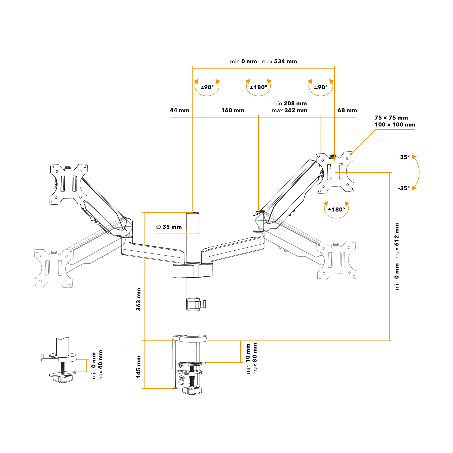 AlzaErgo Arm D05B Tube